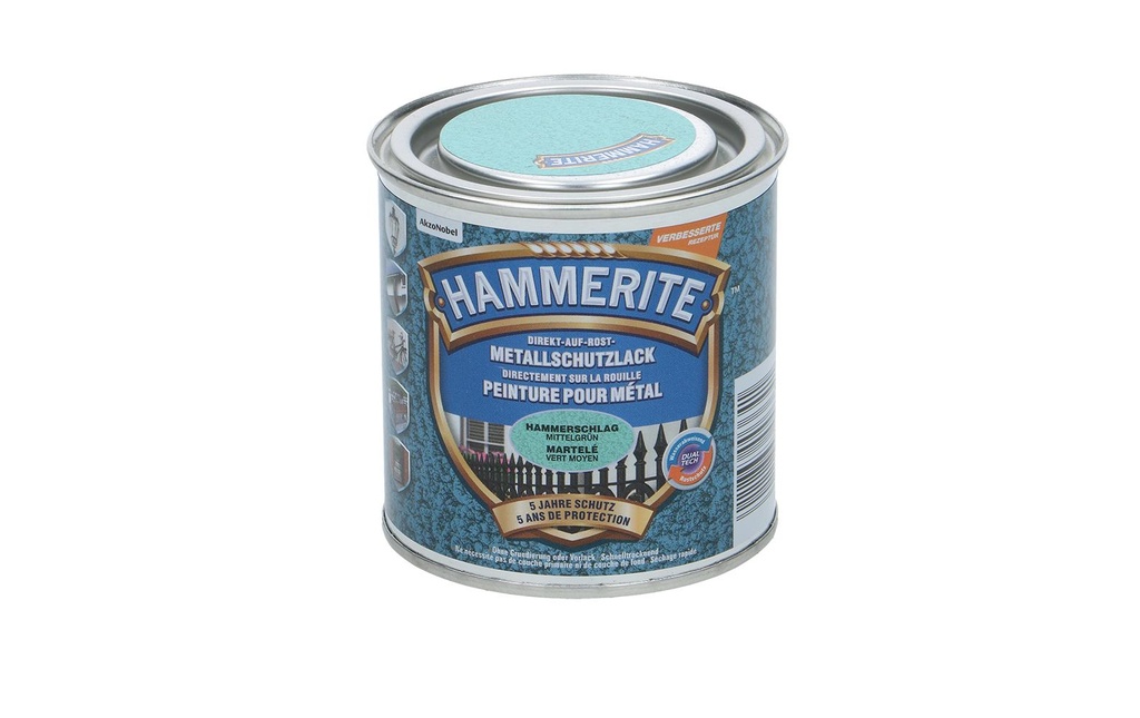 Hammerite Vernis de protection pour métal HS Vert moyen, 250 ml
