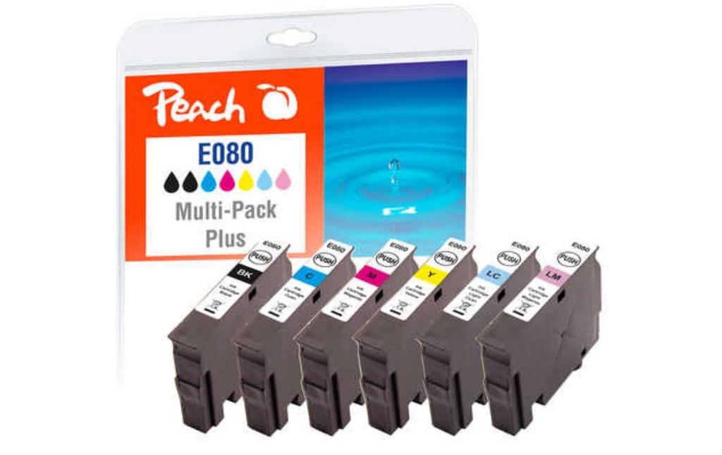 Peach Encre Epson T0807 2x BK, 1x C, 1x M, 1x Y, 1x LC, 1x LM