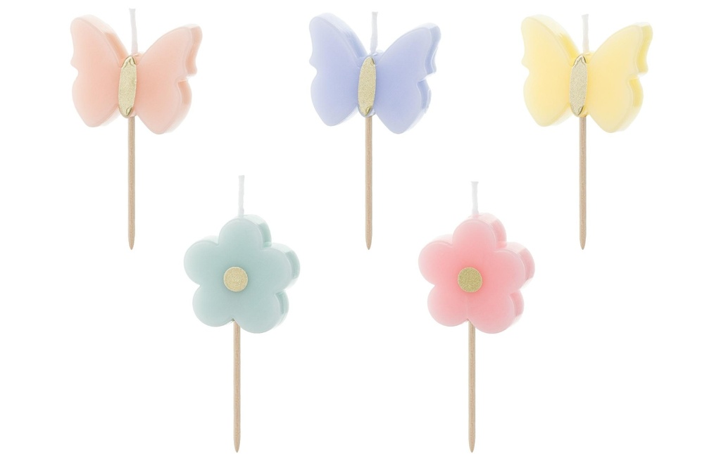 Partydeco Bougie Papillon, 5 pièces