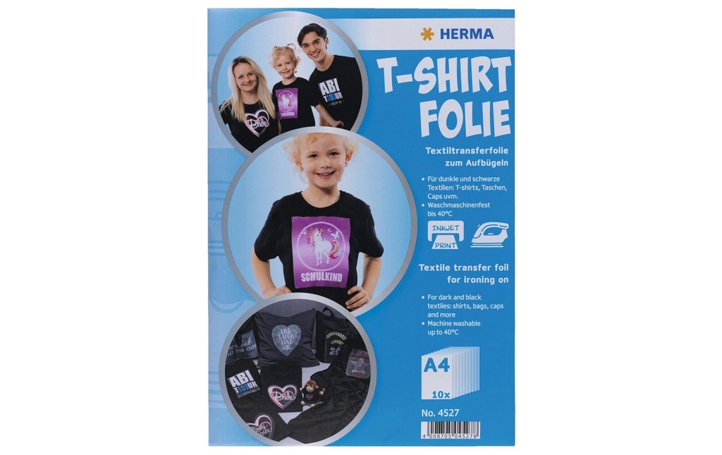 HERMA Film T-shirt A4 textile foncé (10 pces)