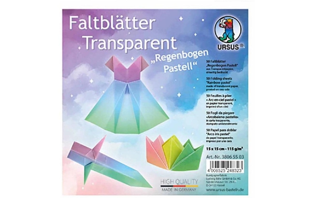 URSUS Feuilles origami Rainbow 50 feuilles