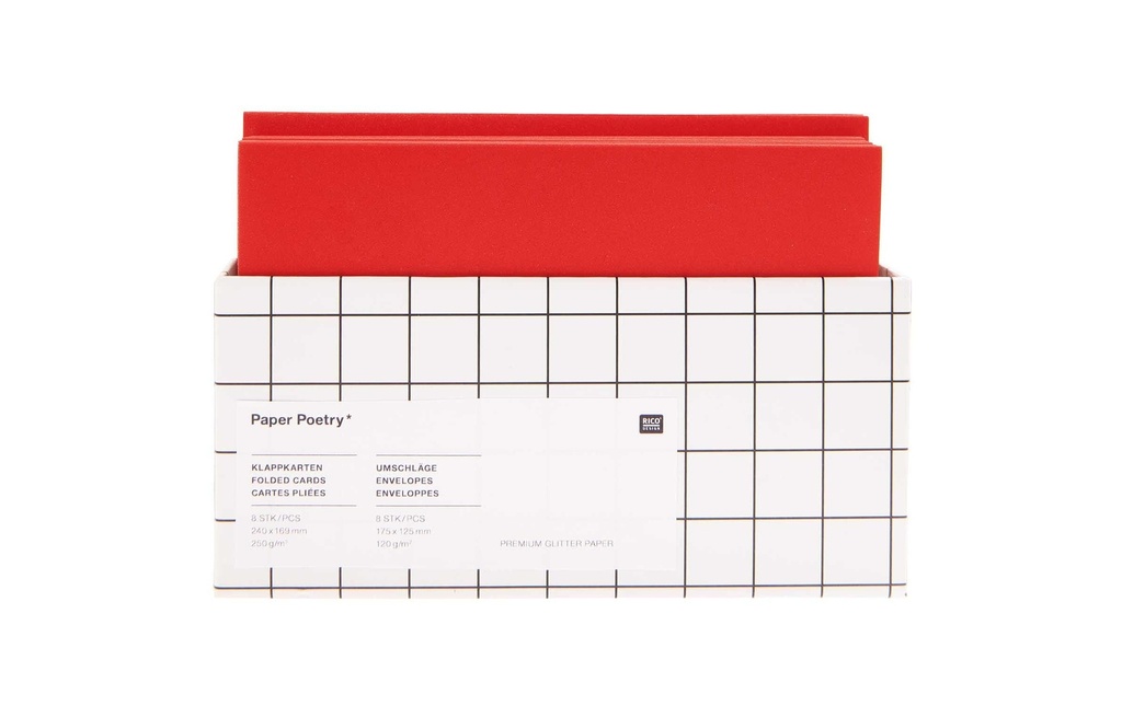 Rico Design Set de cartes Glitter Rouge mat