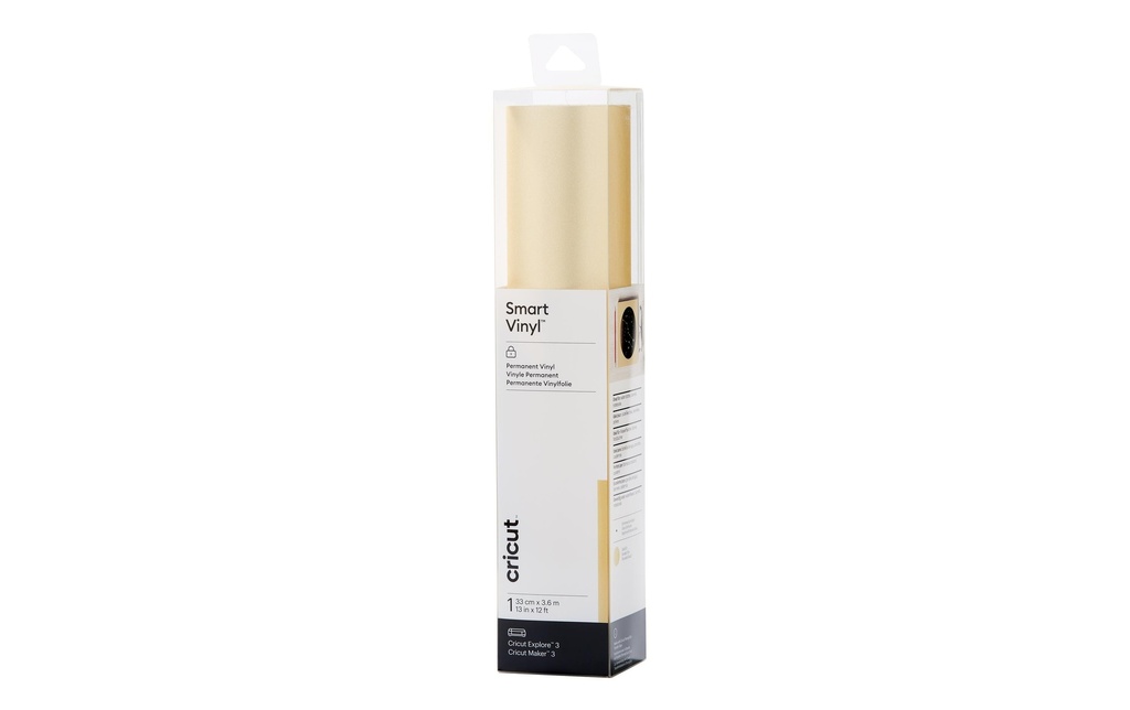 Cricut Film de vinyle Smart Vinyl Brillant, Permanent 33 x 366 cm, Doré