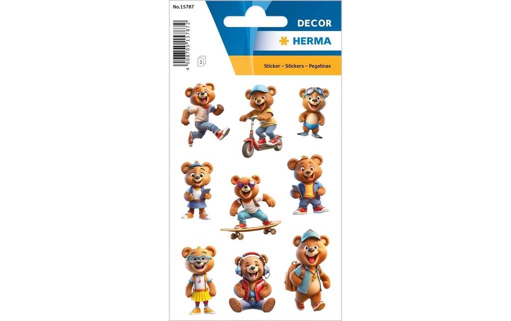 HERMA Sticker Decor Cool Teddys (3 pces)