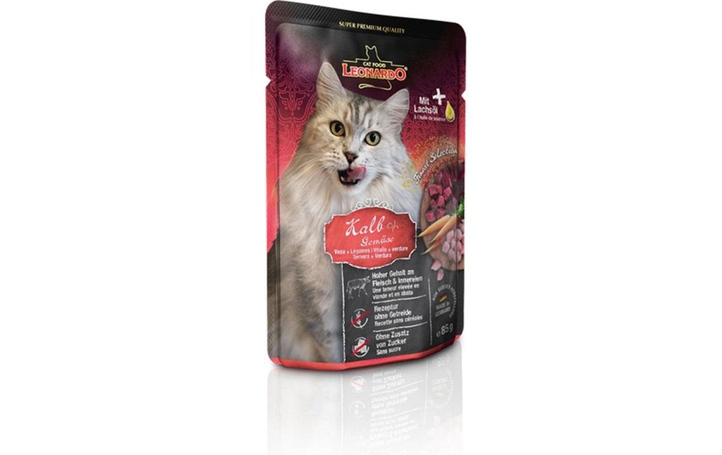 Leonardo Cat Food Alimentation humide Veau & légumes, 85 g