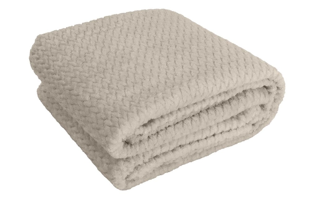 Hubatka Couverture Plaid uni 220 x 180 cm, Beige