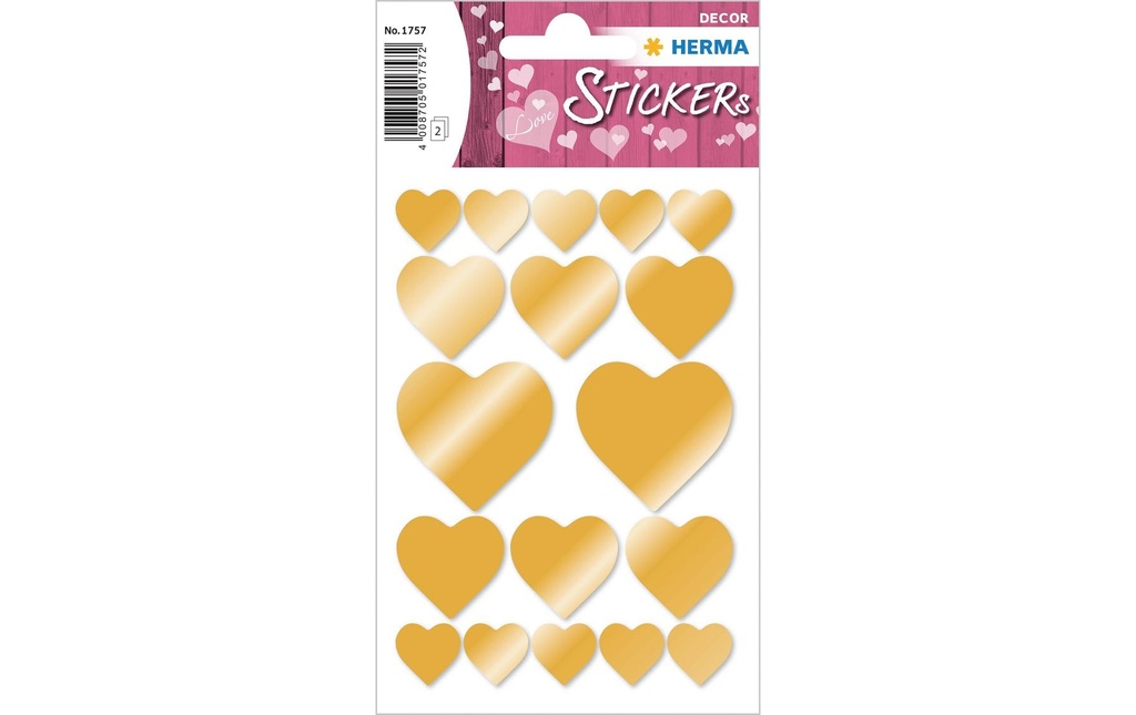 Herma Stickers Autocollant métallisé Coeurs en or 36 Pièce/s Doré