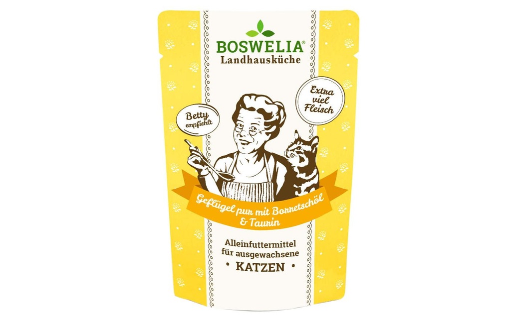 Betty's Landhausküche Alimentation humide Volaille pure avec huile de bourrache, 100 g
