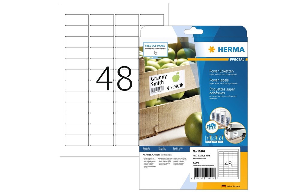 HERMA Etiquettes Power 45.7x21.2 (25 pces)