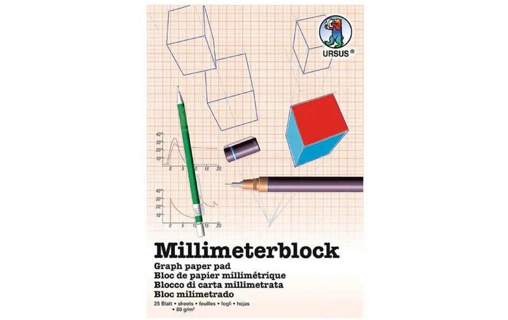 URSUS Papier millimétré 80 g/m², A3, 25 feuilles