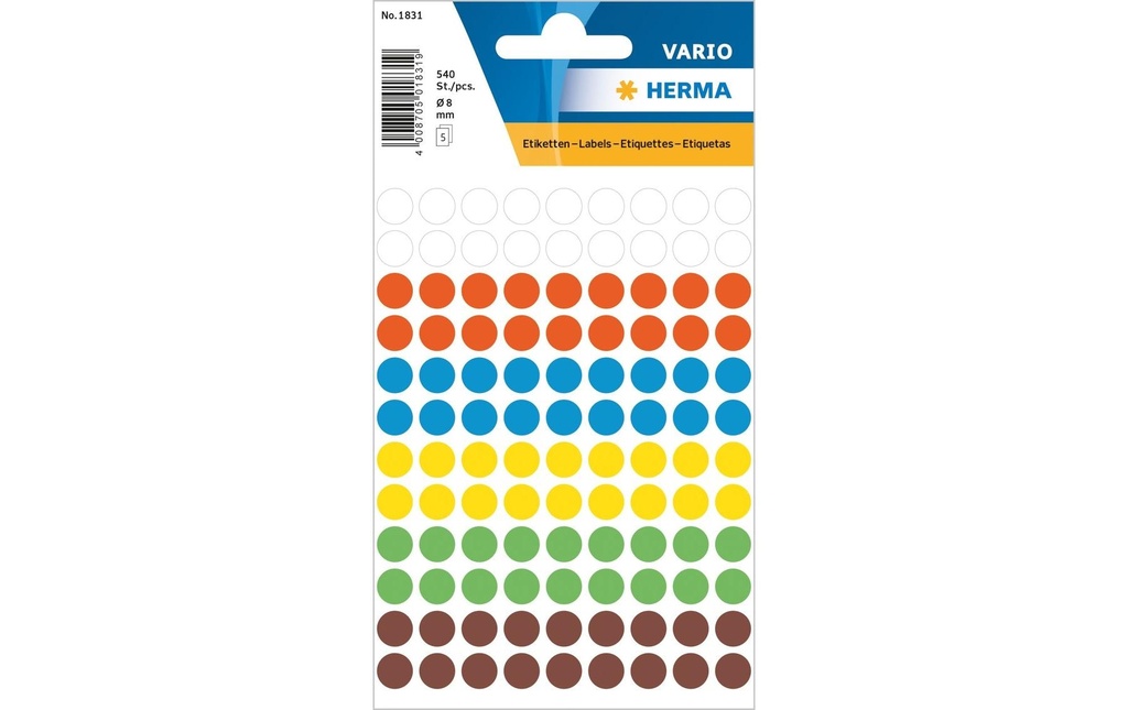 HERMA Pastilles coul.Vario 8mm 6coul (5 pces)
