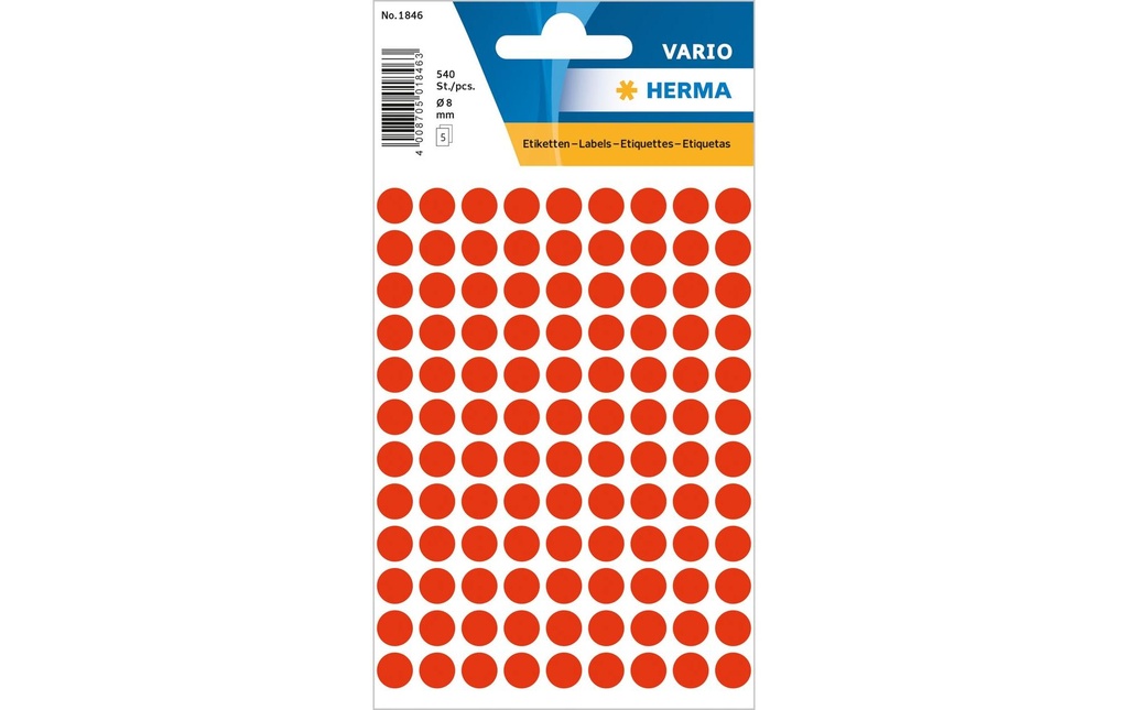 HERMA Pastil.coul.Vario 8mm rouge fl (5 pces)