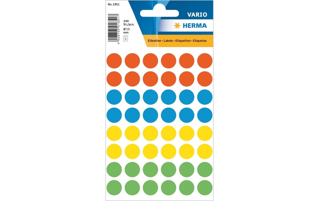 HERMA Pastil.coul.Vario 13mm 4couleu (5 pces)