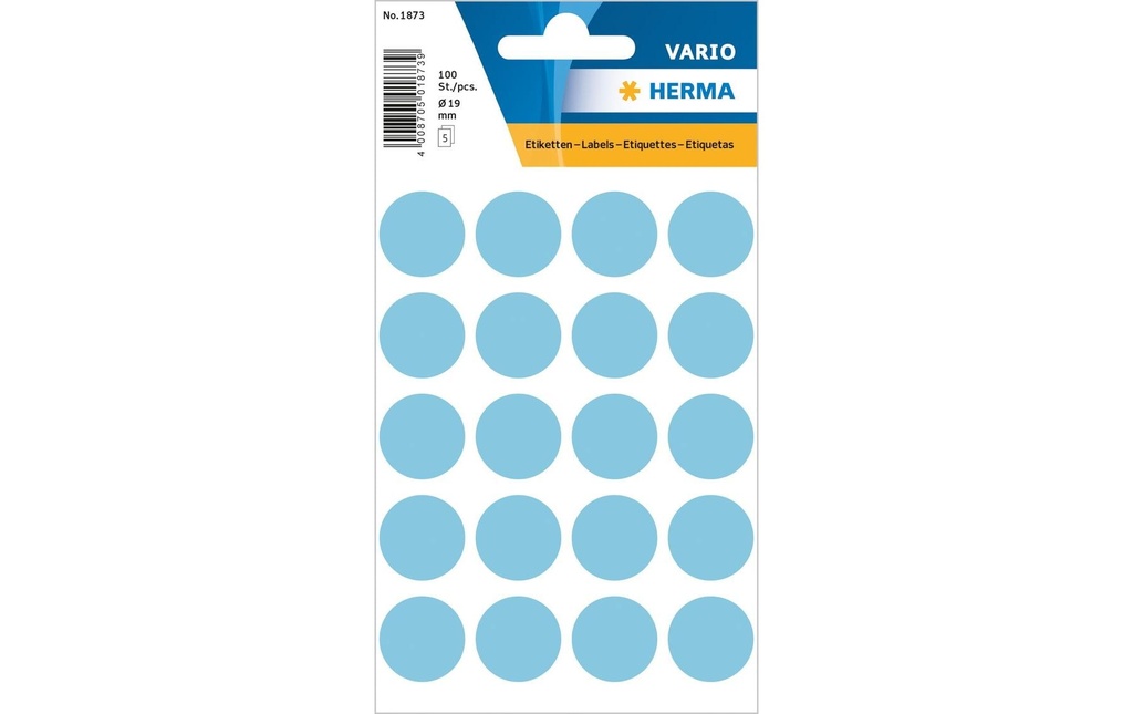 HERMA Pastil.couleur Vario 19mm bleu (5 pces)