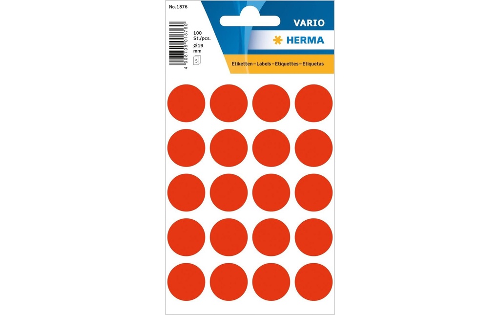 HERMA Pastil.coul.Vario 19mm rougefl (5 pces)