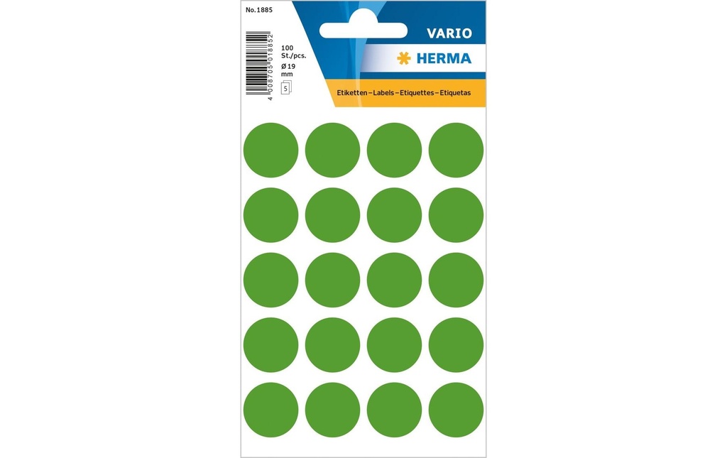 HERMA Pastil.coul.Vario 19mm vert fo (5 pces)