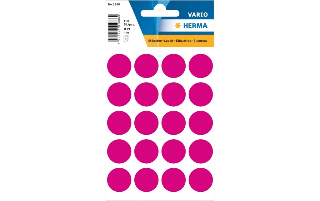 HERMA Pastil.couleur Vario 19mm pink (5 pces)