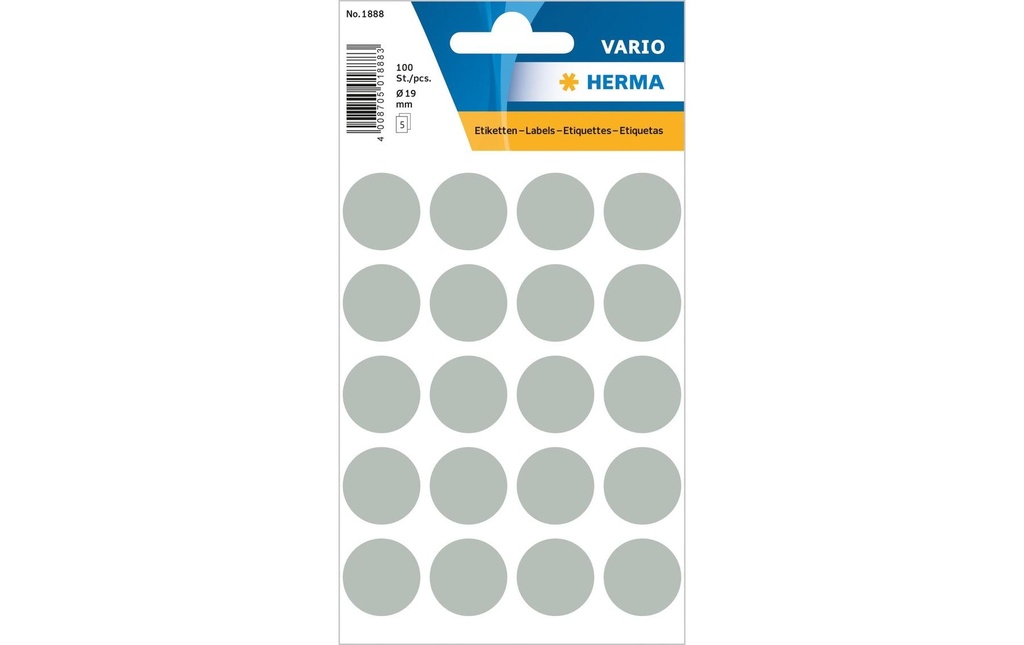 HERMA Pastil.couleur Vario 19mm gris (5 pces)