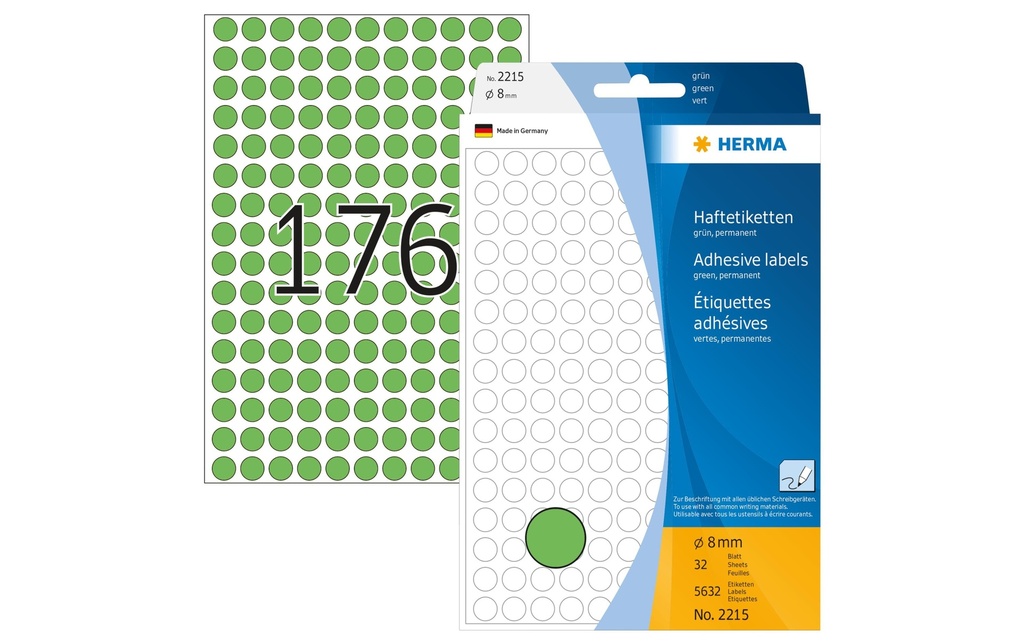 HERMA Etiquettes ronde 8mm vert (32 pces)