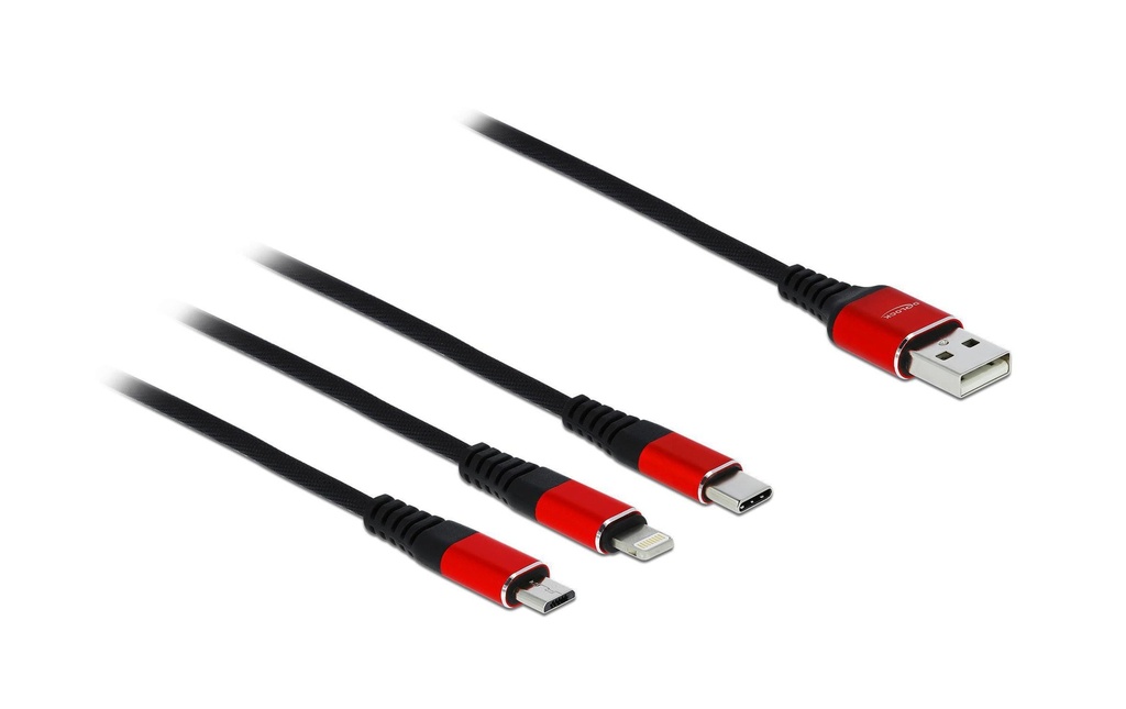 Delock Câble chargeur USB 3-in-1 USB-A - Lightning/USB-C/Micro-USB B 1 m