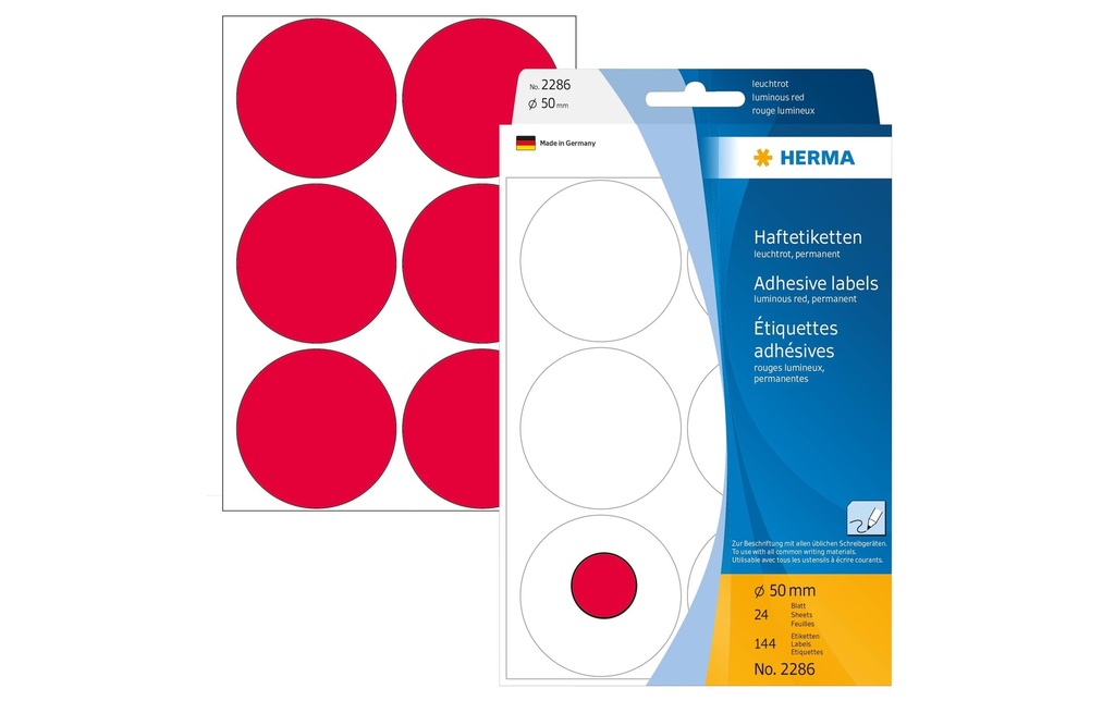 HERMA Etiquettes ronde 50mm rouge fl (24 pces)