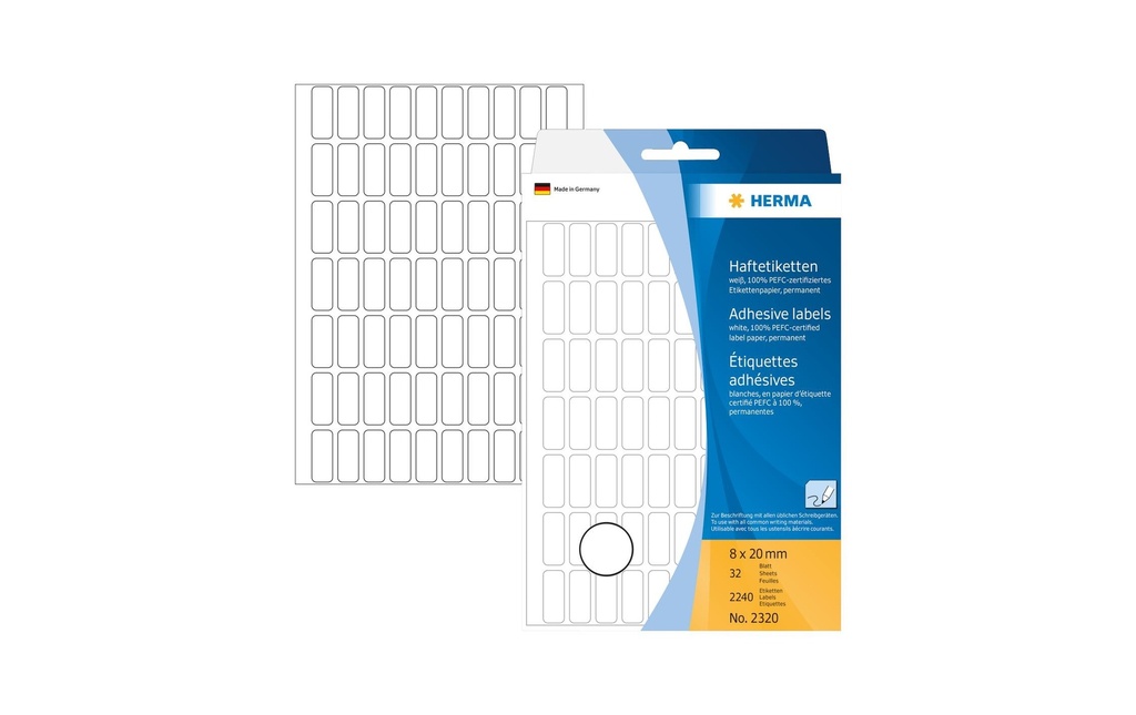 HERMA Etiquettes 8x20mm weiss (32 pces)