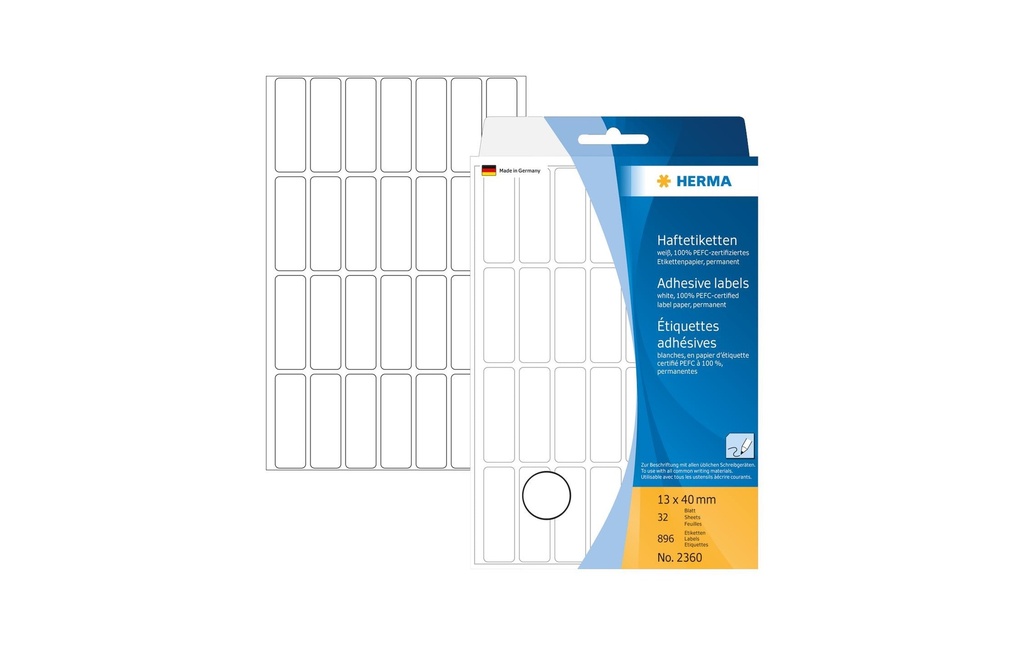 HERMA Etiquettes 13x40mm blanc (32 pces)