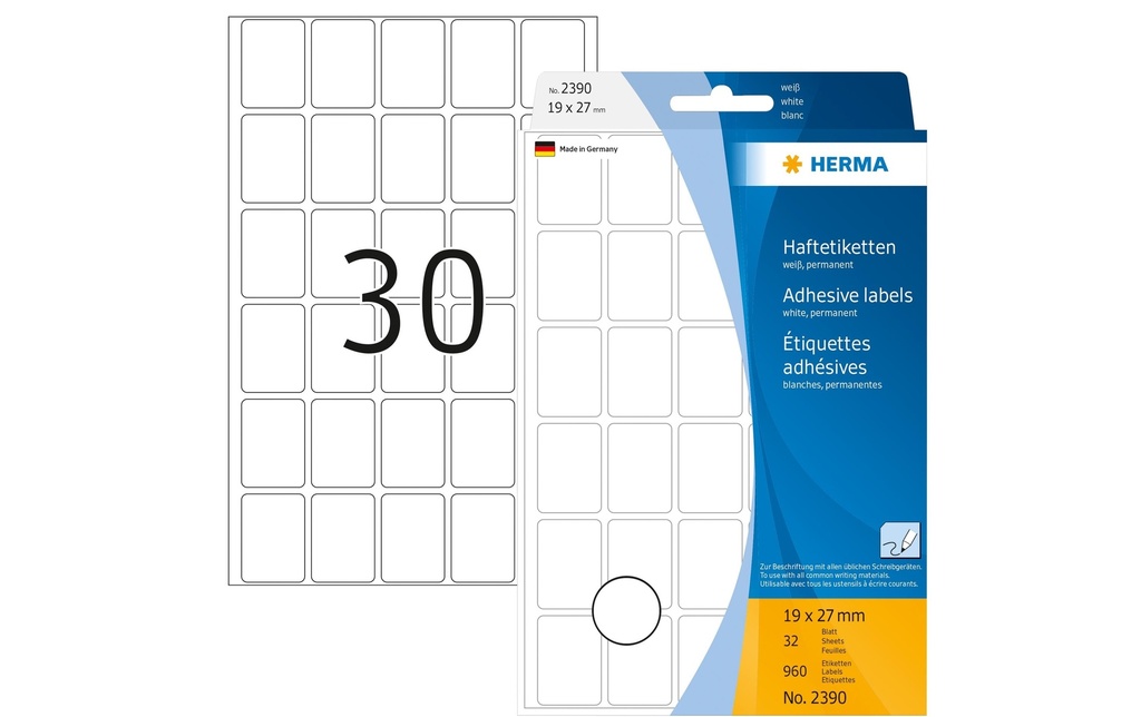 HERMA Etiquettes 19x27mm blanc (32 pces)