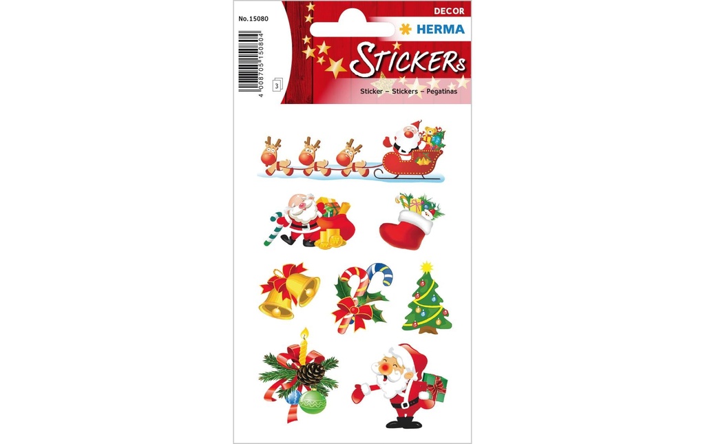 Herma Stickers Autocollants de Noël Santa Claus 3 feuilles de 24 autocollants