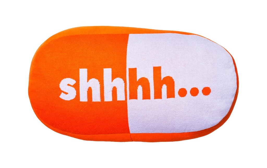 Chic Mic Coussin en coton tricoté Shhh 30 x 60 cm, Orange/Blanc