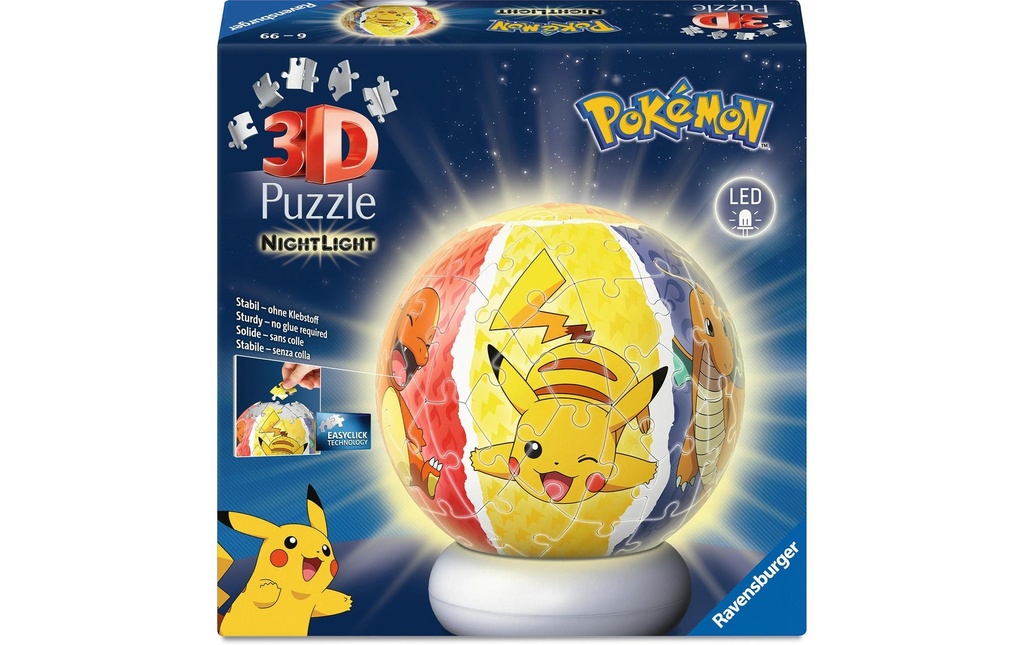 Ravensburger 3D Puzzle Ball Pokémon Nightlight 72 pièces