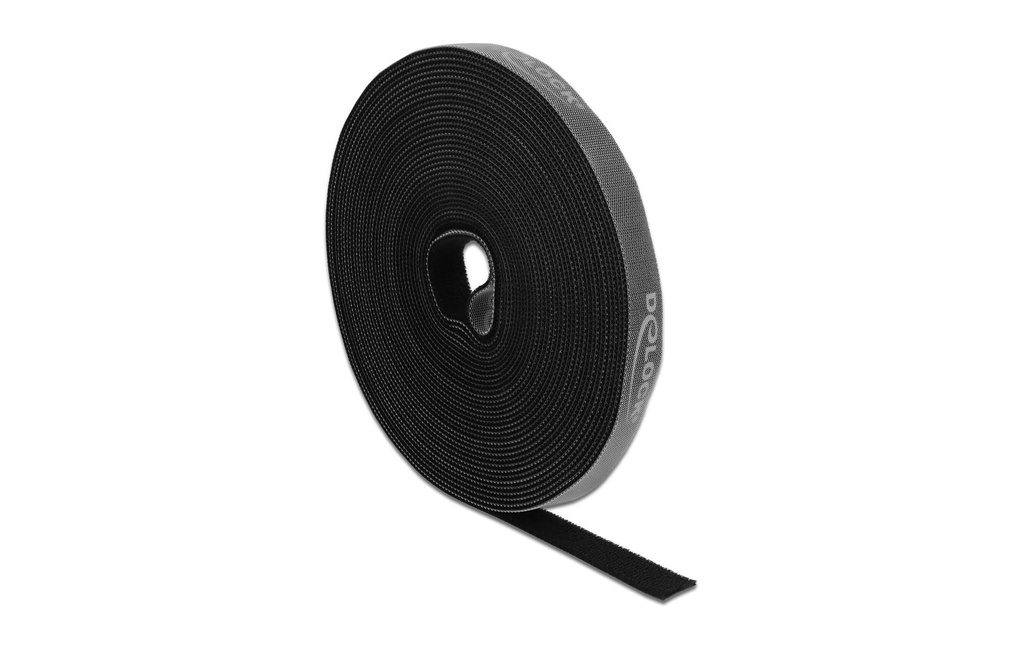 Delock Bande auto-agrippante 10 m x 15 mm noir