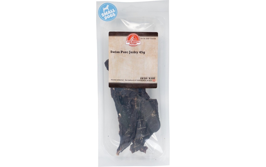 Swiss Mountain Petfood Produit à mâcher  Jerky de viande de porc, 45 g