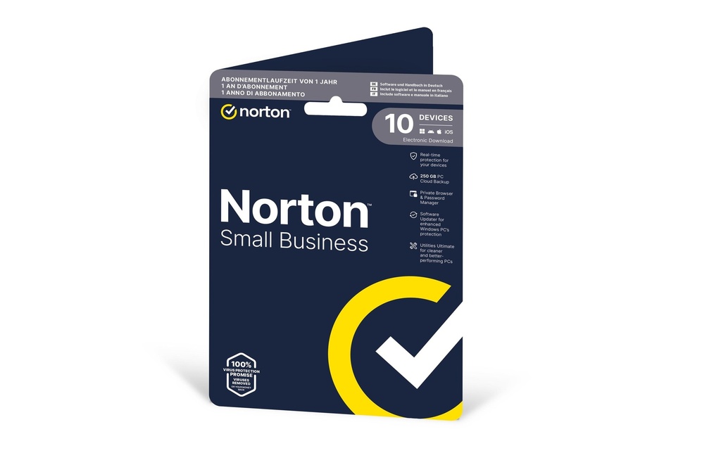 Norton Small Business 2.0 ESD, 10 Devices, 1 an, 250GB de mémoire cloud