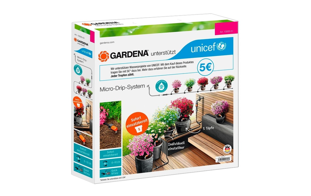 GARDENA Kits de démarrage Arrosage goutte à goutte pour les pots de plantes Micro-Drip-System