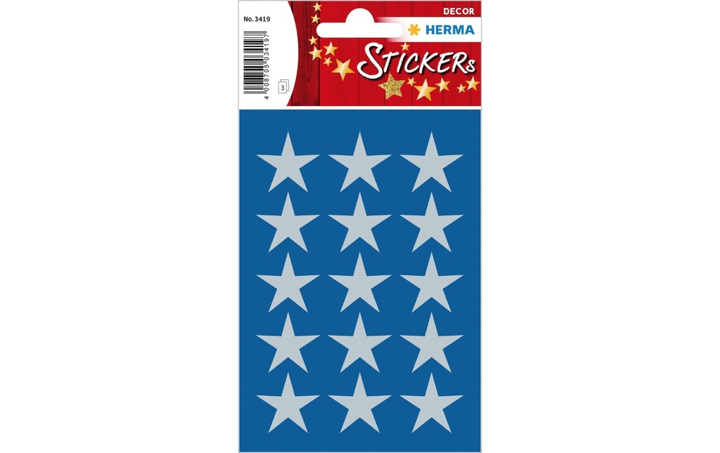 HERMA N'Sticker Dec.étoiles 22mm arg (3 pces)