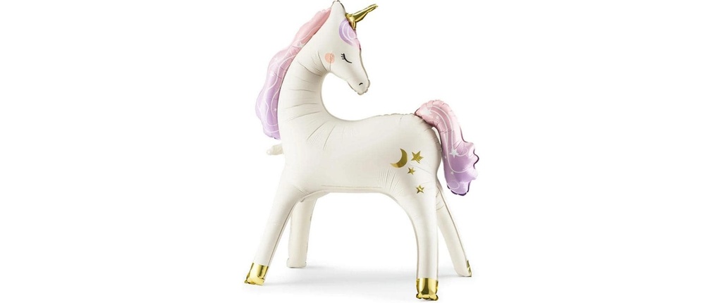 Partydeco Ballon en aluminium licorne debout en couleur, 95 x 86 cm