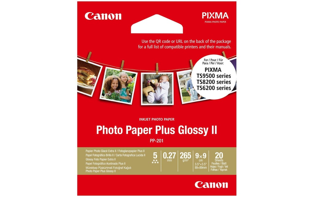 Canon Papier photo PP-201 Glossy II 8,9x8,9 cm 20 Pièce/s