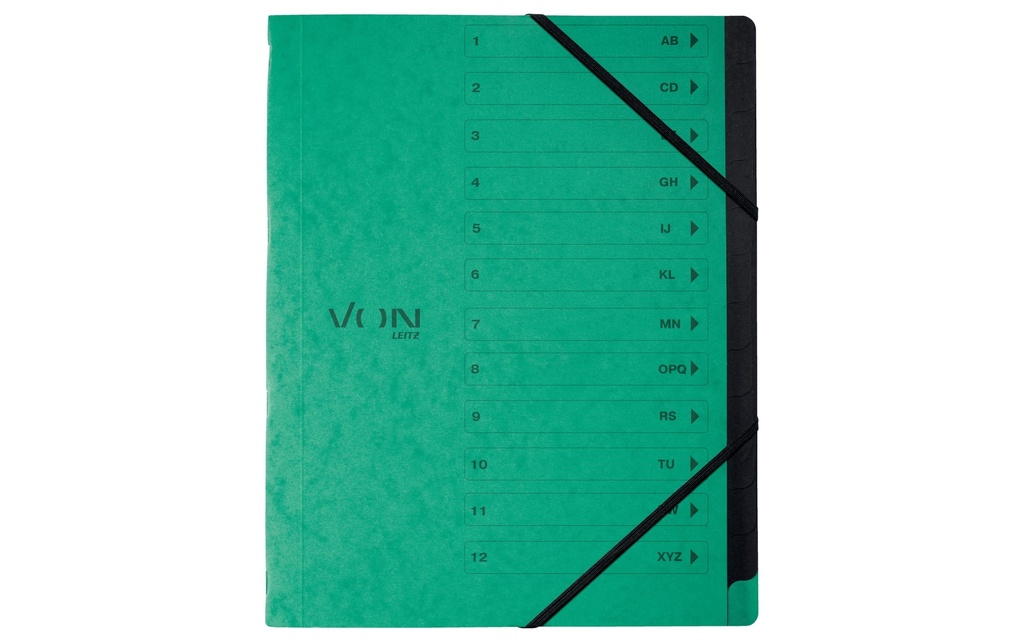VON Classeur à compartiments avec 12 compartiments, Vert