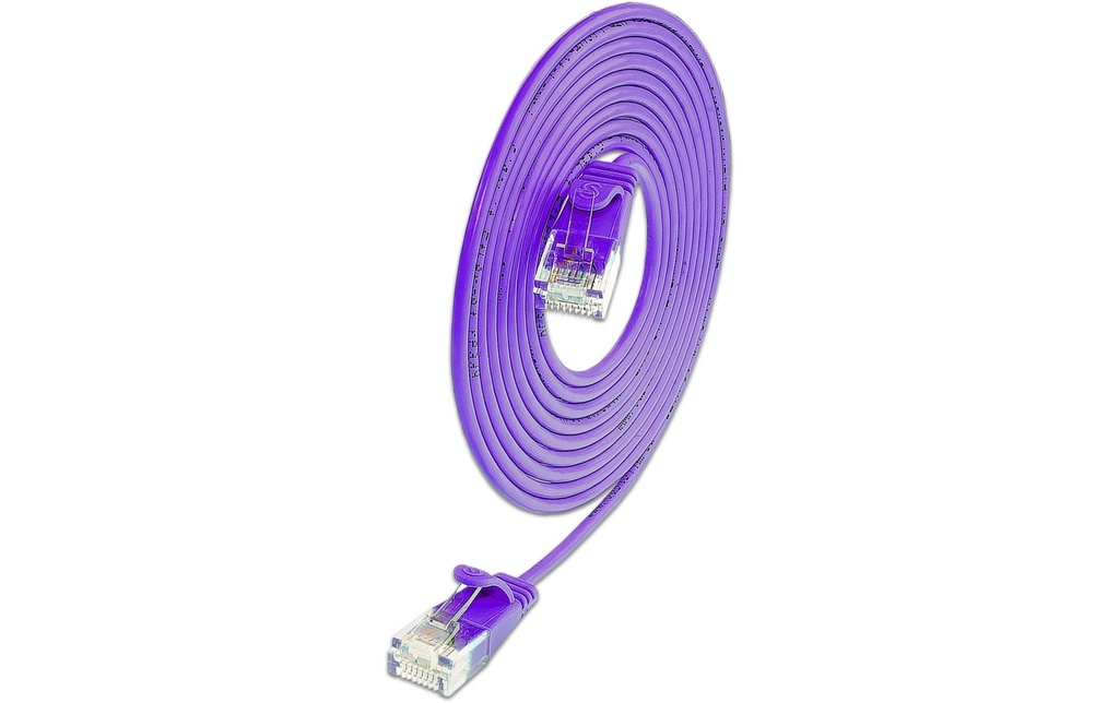 SLIM Câble patch slim RJ-45 - RJ-45, Cat 6A, U/UTP, 1 m, Violet