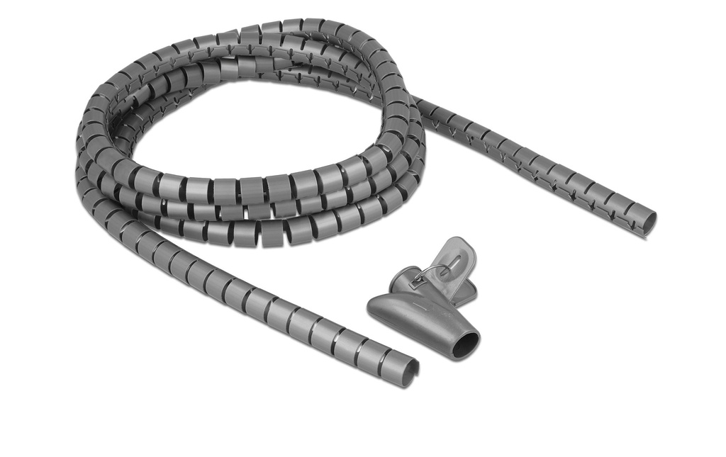 Delock Tuyau en spirale avec outil de rétraction, 2.5 m x 15 mm Gris