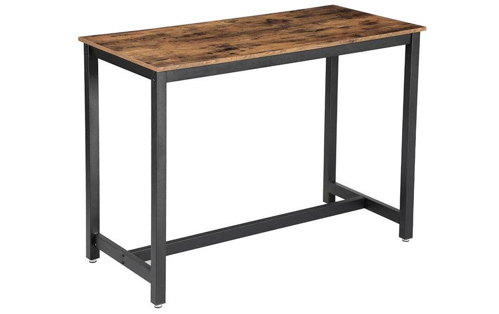 VASAGLE Table de bar avec structure métallique 120 x 90 cm, Noir/Brun