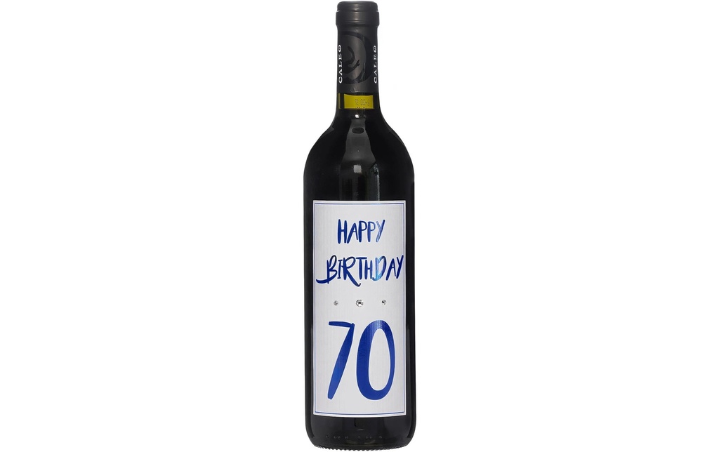 Dreams and Fantasy Idea regalo Vin rouge Happy Birthday 70 Bleu, 750 ml