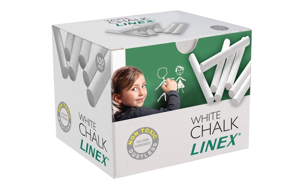 Linex Craie de tableau noir 100 pièces, blanc