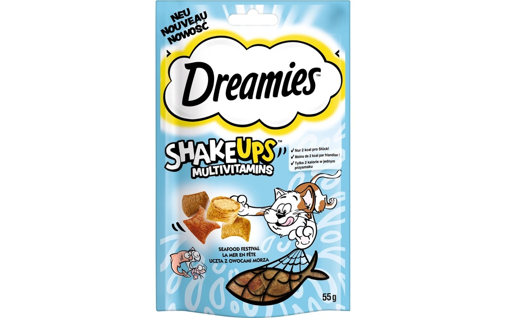 Dreamies Collation pour chat Shake ups Multivitamins Seafood 6 x 55 g