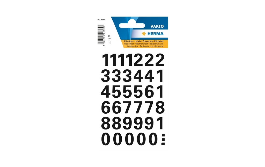 HERMA Chiffres adhés.Vario 0-9 15mm (41 pces)