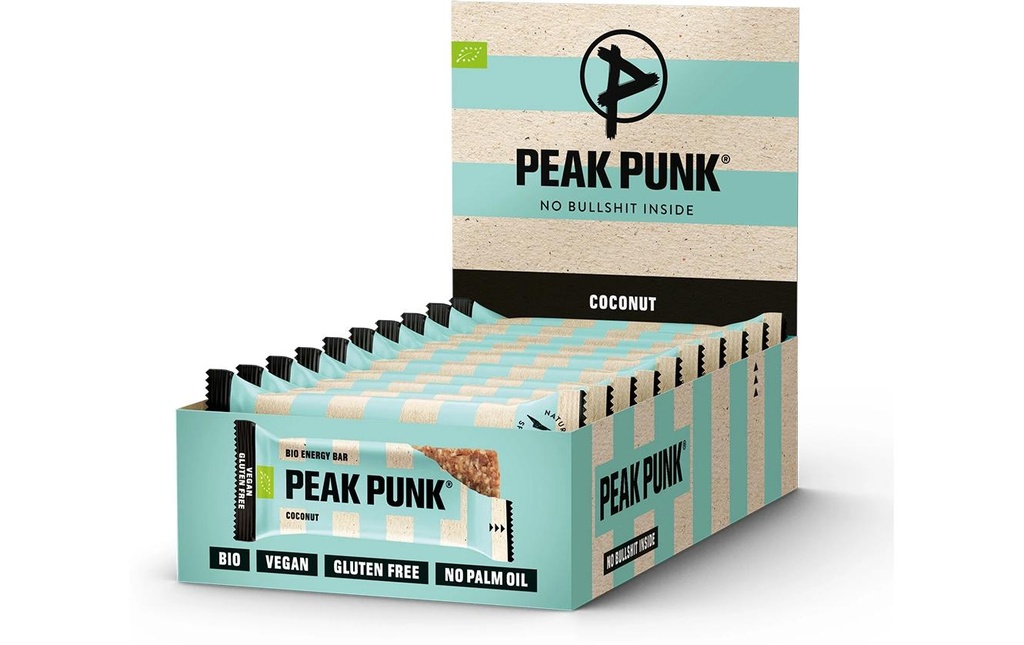 PEAK PUNK Barre Bio Energy Bar – Coconut 15 x 38 g