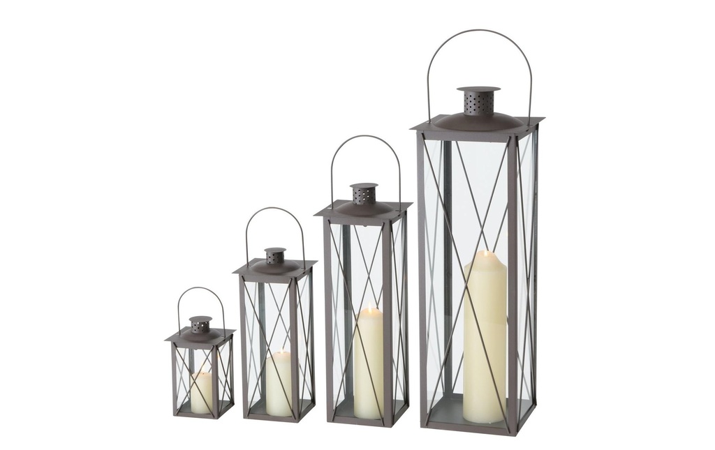Boltze Lanterne Farol 4 pièces, Brun/Transparent
