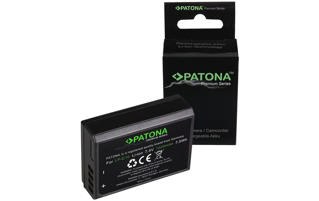 Patona Batterie pour Appareils photo numérique Batterie Premium pour Canon LP-E10 EOS 1200D
