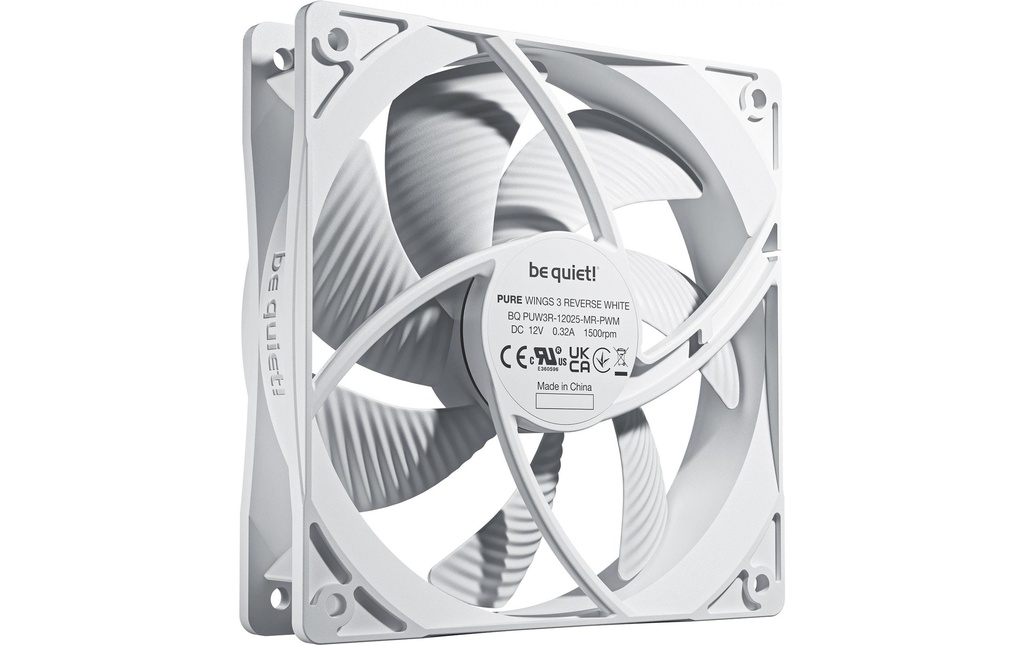 be quiet! Ventilateur PC PURE WINGS 3 120mm PWM Reverse White 3-Pack
